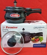 PREMIER TRENDY BLACK HANDI PRESSURE COOKER / PRESSURE COOKER WITH GLASS LID / 3 LTR / 5.5 LTR / INDU