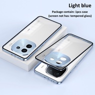 Elastic Snap Magnet Metal Bumper Frame Case For vivo v29 v27 v27e iqoo 12 11 11s z8 z7 z7x x90 pro plus Back Tempered Glass Camera Lens Protection Cover