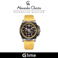 [Official Warranty] Alexandre Christie 9602MCREPBAYL Men's Black Dial Silicone Strap Watch