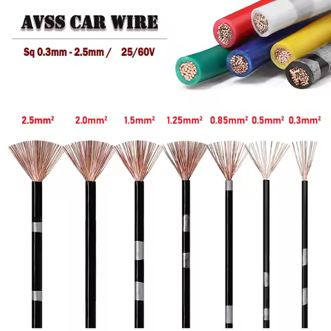 5-100m Thin AVSS Car Wire Sq 0.3mm - 2.5mm OFC Oxygen-free Pure Copper PVC Insulated DIY Speaker Aud