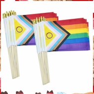50 Pack Intersex Progress  Pride Stick Flag Small Mini Rainbow Hand Held LGBTQ Flags,5x8 Inch