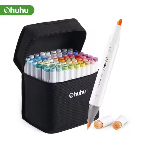 Ohuhu Oahu New 120 Colors Marker Pen Set Alcohol Art Markers Dual Tips Felt Pen Sketching Drawing Gr