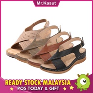 READY STOCK MR KASUT KBB 3665 Wedges Women's Summer Spring Casual Shoes Open Toe Sewing Fashion Leis