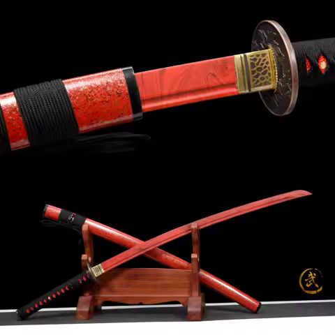 High-quality plastic full-size samurai sword, red training sword, handcrafted Japanese ninja samurai