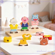 [SimhoabeMY] Wooden Stacking Blocks Fine Motor Skills Builder Animal Dress up Toys for Ages 2-5