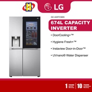 LG Refrigerator (674L) Inverter ThinQ UVnano® Water Dispenser Instaview French Door Fridge GC-X257CSES / GC-X257CQES