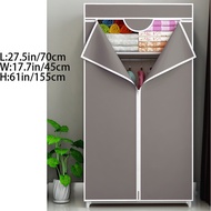 T-shape Large Capacity Zipped Wardrobe Spacious Storage/ Cupboard Curtain Wardrobe with Zip Anti Dust/ Rak Almari Baju