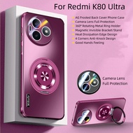 360° Rotating Invisible Bracket Metal Magnetic Ring Holder AG Frosted Phone Case For Xiaomi Redmi K8