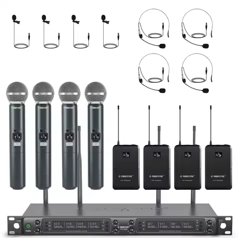 Phenyx Pro 8channels Mics Bodypack Transmitter and Handheld microphone Auto Scan,Adjustable UHF Chan
