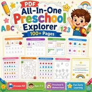 [PA-120] Digital E-book PDF Preschool Worksheets Pack | Letters, Numbers 0-20, Shapes, Colors & Maze