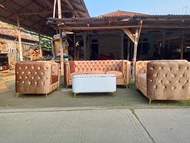 Sofa Kancing Seribu/ Sofa klise emas/ Sofa Minimalis 321/ Sofa Seribu Kancing Klise emas