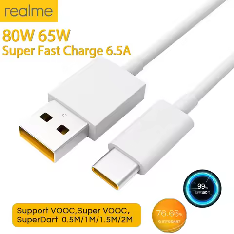 Realme Gt 5G 8 Pro 10 Superdart Cable Type C 6.5A Super Fast Charge Cabel Oppo Find X5 Pro Neo Reno 