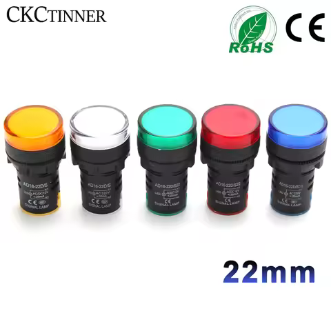 1pcs 22mm Indicator Light 12V 24V 220V 380V LED Power Indicator Pilot Signal Light AD16-22DS Panel M