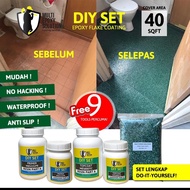 EPOXY FLAKE COATING DIY SET 40 AND 50 SQFT 100% SOLIDS CONTENT (9 FREE GIFTS)