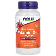 Now Foods Vitamin D3 High Potency 1000 IU 180/360 Softgels น้ำยาเสริมสุขภาพ NOW วิตามินดี3 ความเข้มข