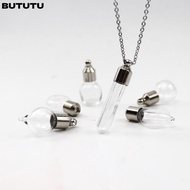 BUTUTU Glass Bottle Necklace, Ashes Holder with Chain Wishing Bottle, Keepsake DIY Fillable Memorial
