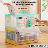 Stackable Foldable Storage Box / Movable Plastic Drawer Stacking / Home Organizer with Trolley Wheels
