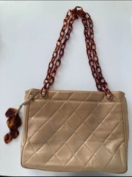 Chanel rare vintage leather handbag shoulder bag 琥珀/玳瑁色肩帶