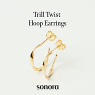 Sonora Trill Twist Hoop Earrings, Rêverie Collection, 18K Gold Plated 925 Sterling Silver