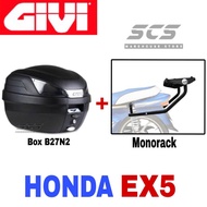 Monorack Givi HONDA EX5 100% Original Givi Heavyduty Advance Rack with ABS Boxes 27Litre Box B27N2 E