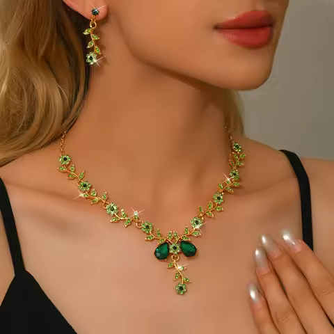 Bridal Evening Dress, Banquet Necklace, Earrings, Two Piece Set, Date, Dinner, Birthday, Festival Gi