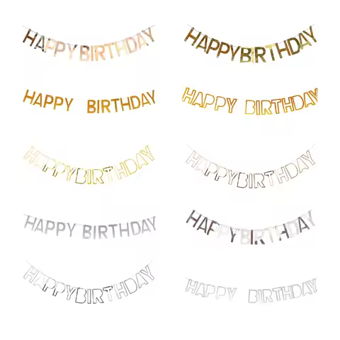 1pcs Set 16 4ft Gold Paper Card Birthday Decorations Happy Birthday Banner For Birthday Party Happy 