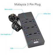 【Free】Malaysia standard 6 Sockets 4 USB Extension wire socket  3 pin Plug 2 meter and 5 meter