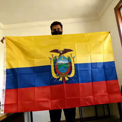 Ecuador Flag 150x90cm 3x5 FT Ecuadorian National Flag with Coat of Arms Polyester Double Stitched Ou