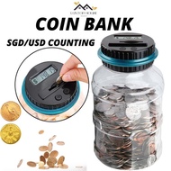 {SG} SGD Coin Bank Large Piggy Bank Adult Coin Organizer SGD Automatic SGD Counting Transparent Coin