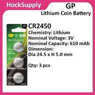 [3pcs][Authentic] GP CR2450 Lithium 3V Button Battery 2450 [FAST SHIP OUT]