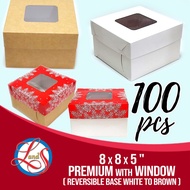 8 x 8 x 5 (100pcs) Premium Cake Box / Pastry Box with Window [ 8x8x5 ]