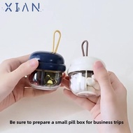 XIANEE Pill Storage Box, Four-compartment Moisture-proof Portable Pill Box,  Mini Transparent Pill D