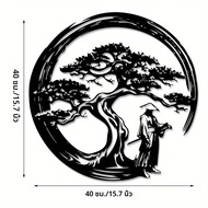 ญี่ปุ่นบอนไซต้นไม้โลหะ Wall Art 15.7x15.7 Tori Gate Enso Cutout Creative Modern Home Accent ที่ไม่ซ้
