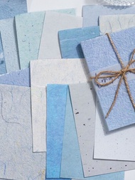 1包/30張藍色調剪貼簿裝飾材料紙帶浮雕紋理，特種剪紙書