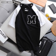 Men's round neck T-shirt embroidered with M logo, high quality, travel and street fashion style, coo