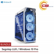Segotep LUX ATX Gaming Computer Case - White + Original Windows 10 Pro
