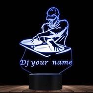 【original】 Disco Dj Led Night Creative Table Lamp Dj Turntable Personalised Custom Your Name Music C