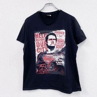 古著DC漫畫超人短袖印花T卹，黑色，L碼