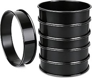 6pcs English Muffin Rings, 4 Inch Double Rolled Stainless Steel Crumpet & Tart Rings, Non-Stick for 