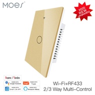 ใหม่อัพเกรด WiFi สมาร์ท RF433สวิตช์สัมผัส2/3 Way Life/Tuya App ควบคุม Alexa Voice Control US 1/2/3 G