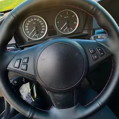 Car Steering Wheel Cover For BMW E60 E63 E64 M5 2005 2007 2008 M6 2007 Microfiber leather Braid For 