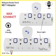 D-303N/ D-304N 3Way/ 4way/ 3 Gang/ 4Gang T-Adaport Adaport 3pin Socket Extension Plug Neon Indicator