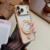 Luxury 4-Corner Anti-Fall Glitter Mirror Kickstand Phone Case, Supports Wireless Charging Compatible