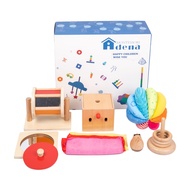 Montessori Toys Play Kit for 3-9 Months Baby Includes: Mirror Puzzle,Spinning Drum,Fabric Ball,Roly-