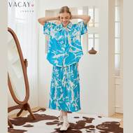 VACAY INDEED | SET เสื้อ + กระโปรง Always Shirt & Pleatful Skirt ลาย Summer Marble  (ชุดเซ็ท 2ชิ้น) 