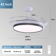Ceiling Fan with Lights LED invisible Ceiling Fan Chandelier with Remote Control Silent Motor 3 Color Change for Bedroom High wind ceiling fan kipas angin syiling ceiling fan
