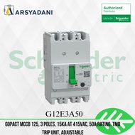 G12E3A50 - GoPact MCCB 125, 3 polish, 15kA at 415VAC, 50A rating, TMD trip unit, adjustable - Schnei