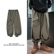 Stylish Niche Japanese Style Cargo Pants Men's Autumn and Winter Overweight People plus Size Loose Oversize Wide-Leg Knickerbockers Daddy Pants