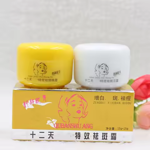 12 DAYS WORK Freckles Removal Day&Night Cream Set Skin Whitening Face Cream