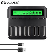 PALO LCD Universal Battery Charger - 8 Slots AA AAA C D Battery Charger for Rechargeable Batteries N